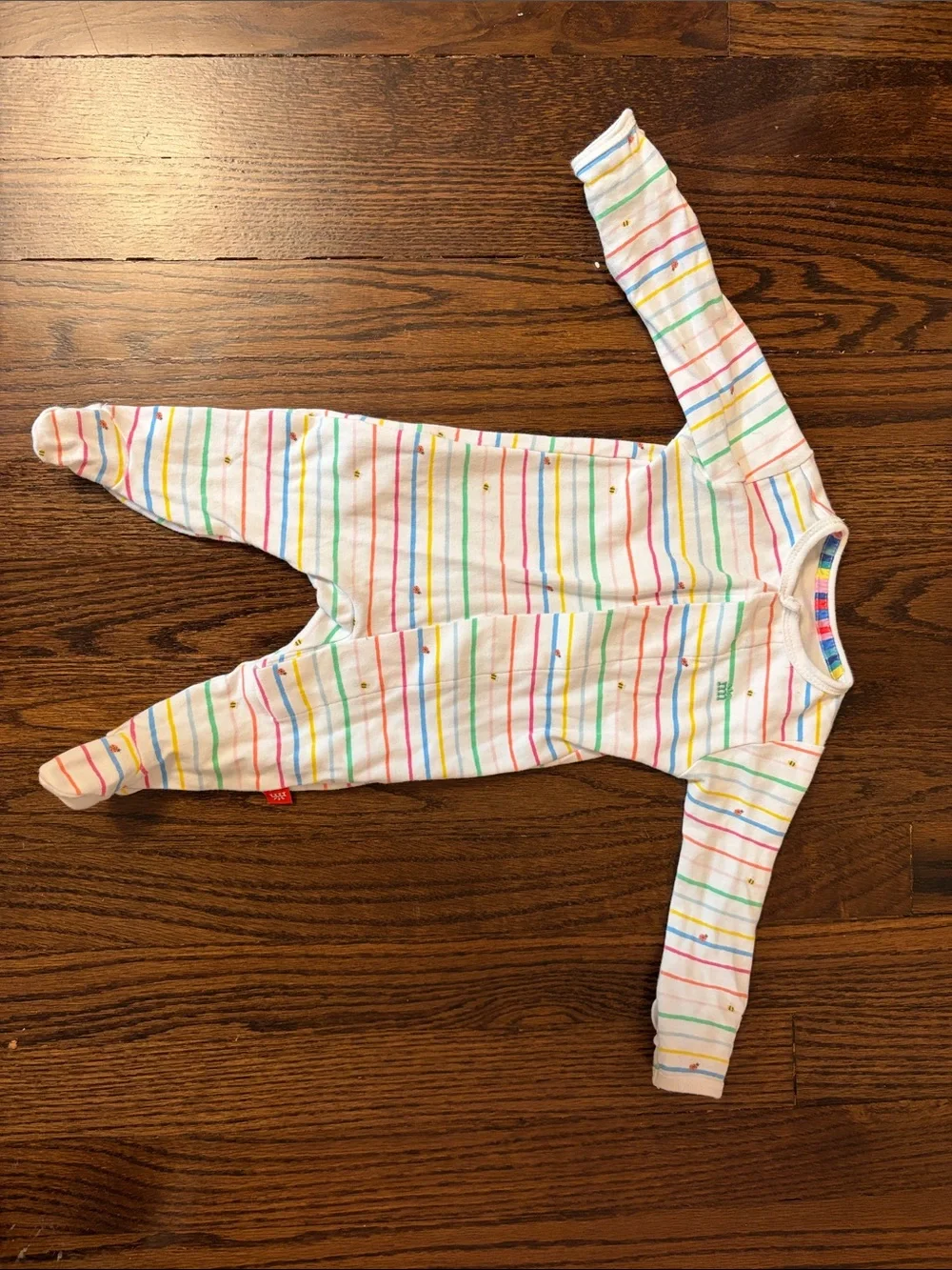 MagneticMe Baby Girl 0-3mo Rainbow Stripe Footed One-Piece